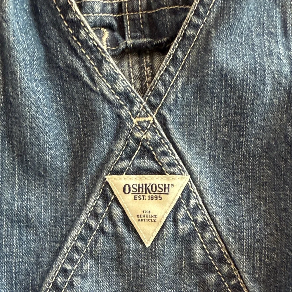 OshKosh B'gosh Blue Denim Dress with Red Flag Embroidery